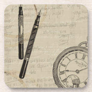 Dessous-de-verre Stylos-plumes et Watchface avec des notes