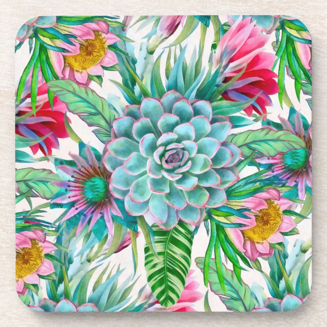 Dessous-de-verre Succulent jardin tropical (Devant)