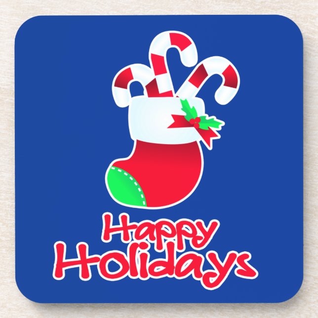 Dessous-de-verre Sucres de canne de Noël dans l'ensemble de botte (Devant)