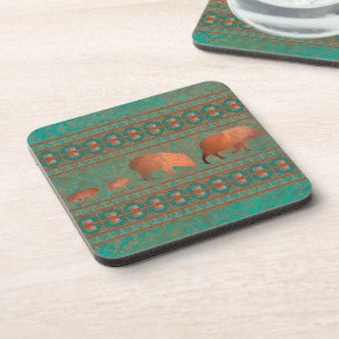 Dessous-de-verre Sud-ouest Fun Javelina Famille Cuivre Turquoise