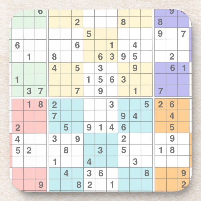 Dessous-de-verre sudoku pastel (Devant)