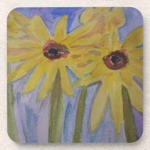 Dessous-de-verre Summer Yellow Sunflowers Hard Plastic Coaster