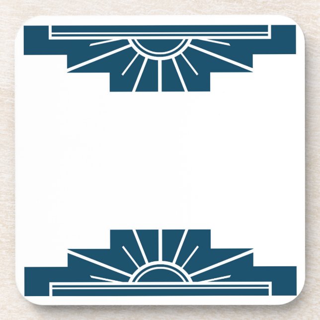 Dessous-de-verre Sunburst Art Déco dans Dark Turquoise (Devant)