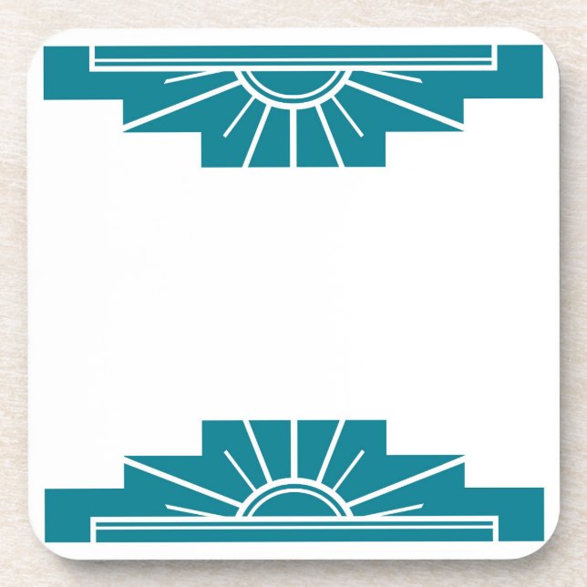 Dessous-de-verre Sunburst Art Déco en Turquoise (Devant)