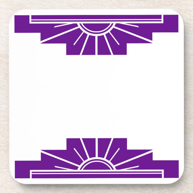 Dessous-de-verre Sunburst Art Déco en violet (Devant)