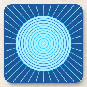 Dessous-de-verre Sunburst géométrique moderne - Bleu de Cobalt et A