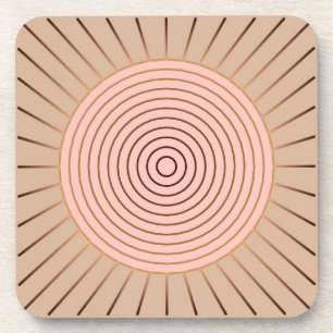 Dessous-de-verre Sunburst géométrique moderne - Peach et Tan