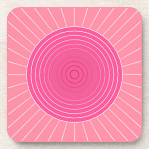 Dessous-de-verre Sunburst géométrique moderne - Tons de Coral rose
