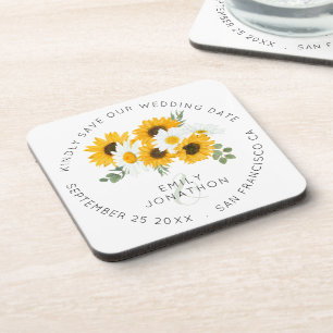 Dessous-de-verre Sunflower Garder Rustic Floral Enregistrer La Date