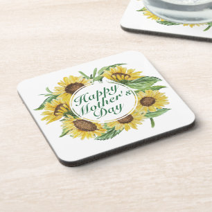 Dessous-de-verre Sunflowers Happy Mother's Day Floral Frame Coaster
