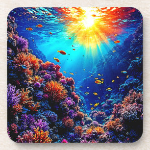 Dessous-de-verre Sunlit Coral Reef Wonderland