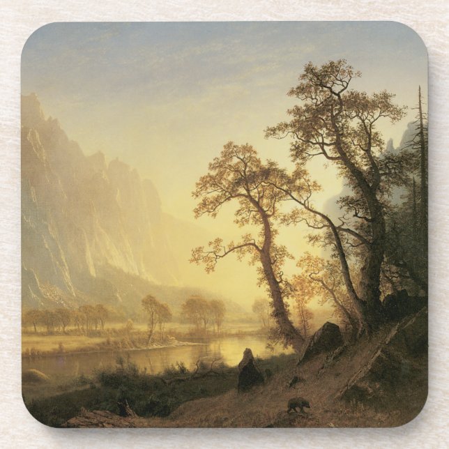 Dessous-de-verre Sunrise, Vallée de Yosemite par Albert Bierstadt (Devant)