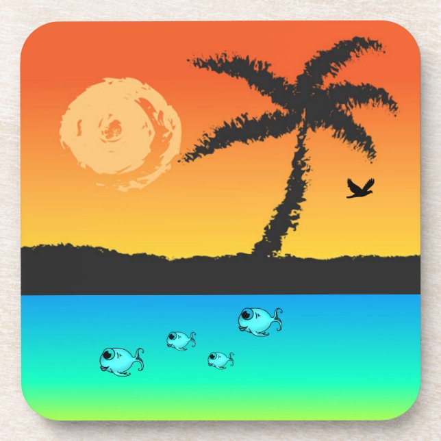 Dessous-de-verre Sunset de l'île (Devant)