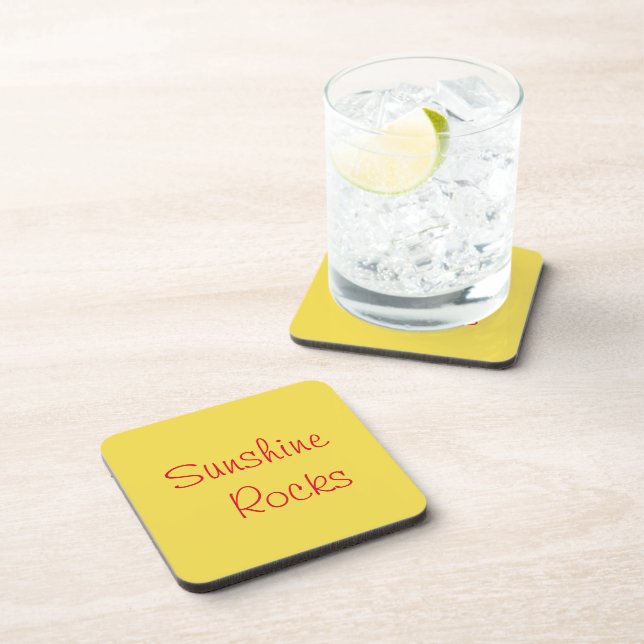 Dessous-de-verre "Sunshine Rocks" Phrase Arrière - plan jaune (Côté Droit)