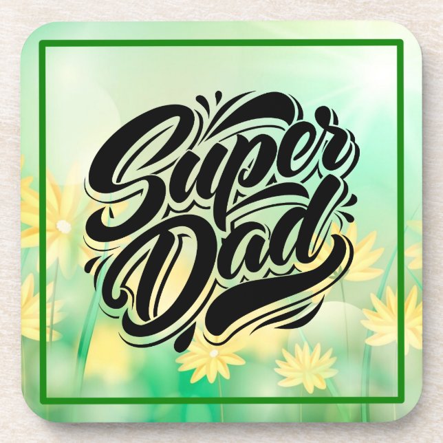 Dessous-de-verre Super Dad Hero Typography Design-67888 (Devant)