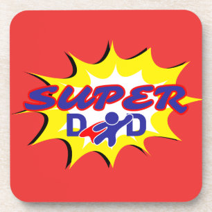 Dessous-de-verre Super Hero Papa Fête des pères de livre comique