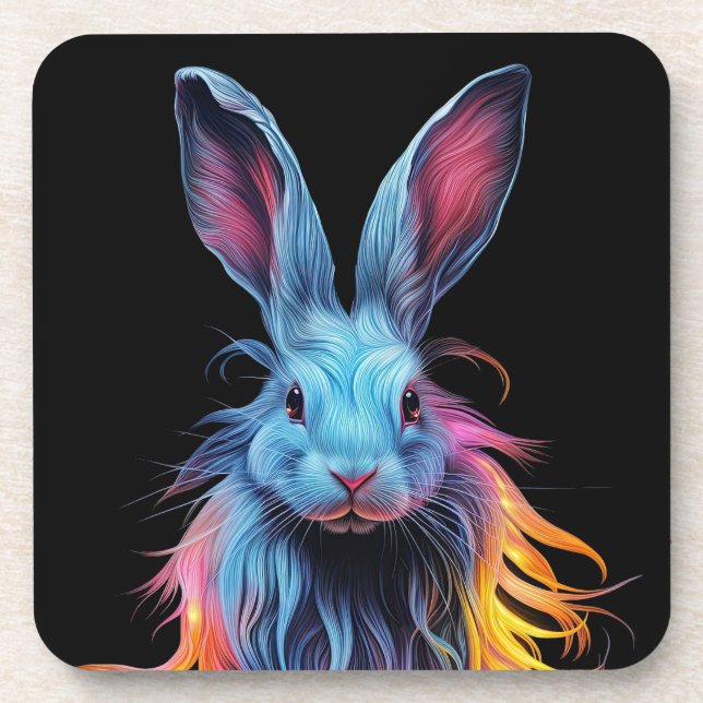 Dessous-de-verre Superbe Lapin Bleu en feu (Devant)