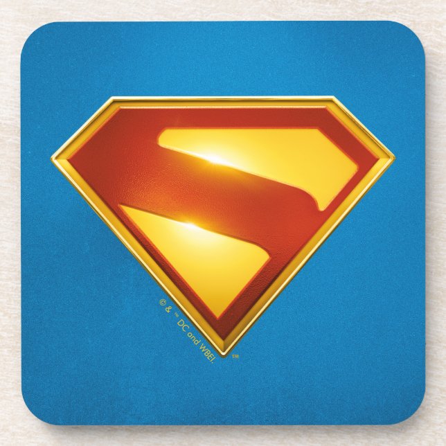 Dessous-de-verre Superman Golden S Shield brillance (Devant)