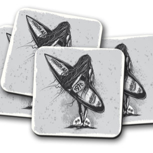 Dessous-de-verre Surf Hawaii Surfer été   Filles de surfeurs vintag