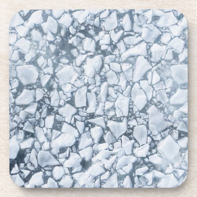 Dessous-de-verre Surface de glace fissurée (Style 6) Peinture à l'h (Devant)
