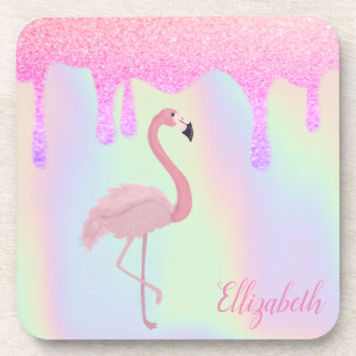Dessous-de-verre Sweet tendance Holographique, Flamant rose rose