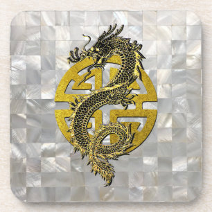 Dessous-de-verre Symbole chinois du dragon motif de nacre