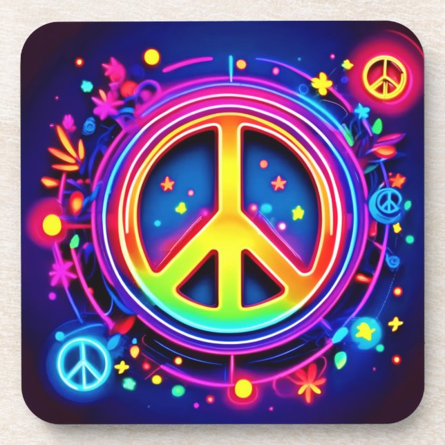 Dessous-de-verre Symbole de la paix de Neon (Devant)