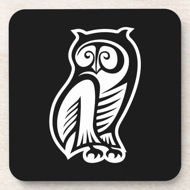 Dessous-de-verre Symbole hibou blanc (Devant)