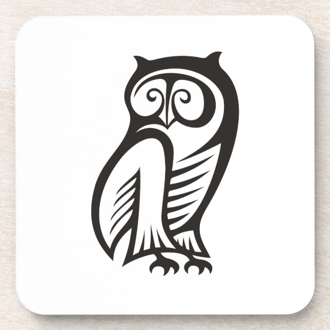 Dessous-de-verre Symbole hibou noir (Devant)
