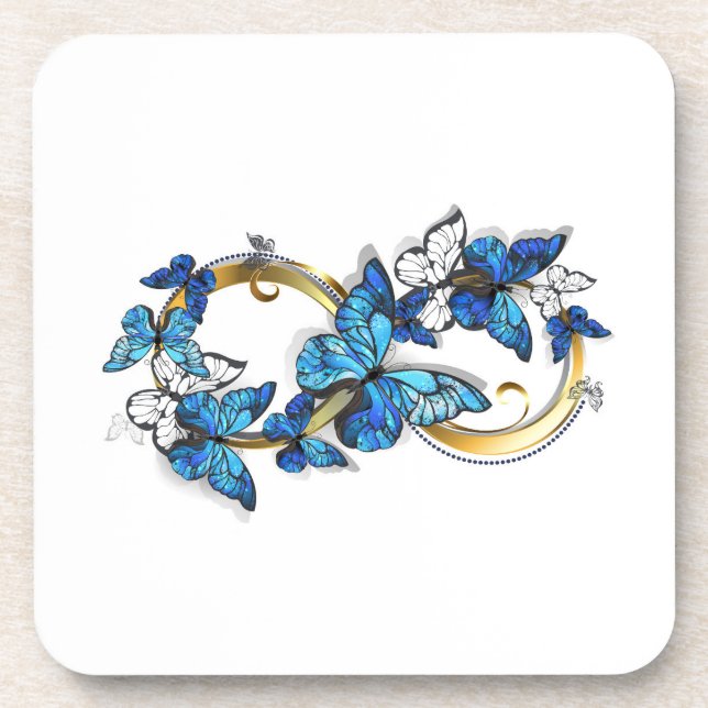 Dessous-de-verre Symbole infini de papillons Morpho bleus (Devant)