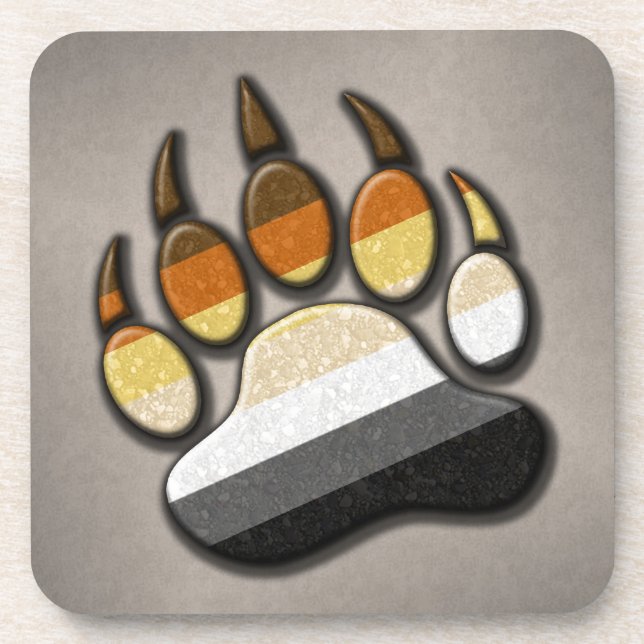 Dessous-de-verre Symbole Paw coloré de l'indicateur Gay Bear Pride (Devant)