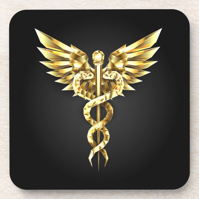 Dessous-de-verre Symbole Polygonal Or Caduceus (Devant)