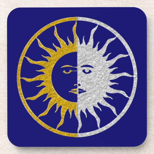 Dessous-de-verre Symbole SOLEIL ET LUNE - or argent (Devant)