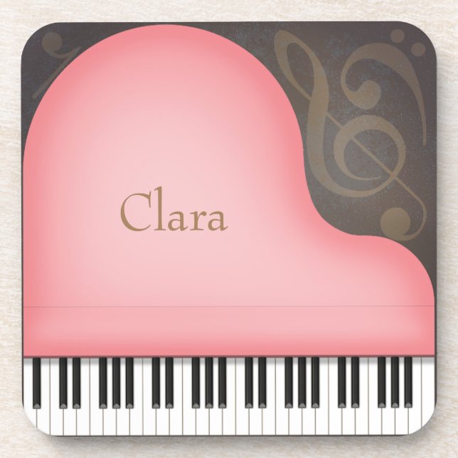 Dessous-de-verre Symboles de musique Whimsical Pink Grand Piano Per (Devant)