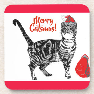 Dessous-de-verre Tabby Chat Joyeux Noël Catsmus Cushion
