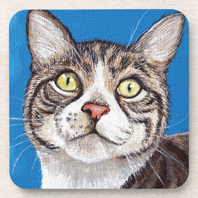 Dessous-de-verre Tabby Cute Peinture Chat (Devant)