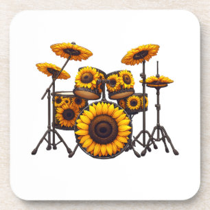 Dessous-de-verre Tambours Tournesol Fleur Musicien Musique Floral