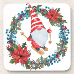 Dessous-de-verre Tapis de Noël avec Gnome et Couronne