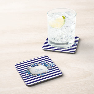 Dessous-de-verre Tapis de Noël rayé bleu pour boisson