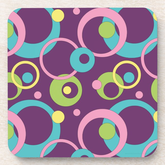 Dessous-de-verre Tapis de souris Cercles Violets Funky (Devant)