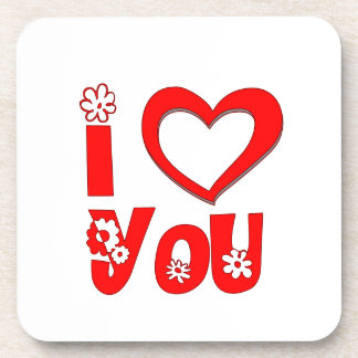 Dessous-de-verre Tapis de verre minimaliste rouge "Je t'aime"