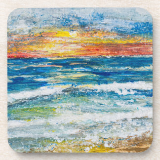 Dessous-de-verre Tapis de verre - Vagues de mer Coucher de soleil