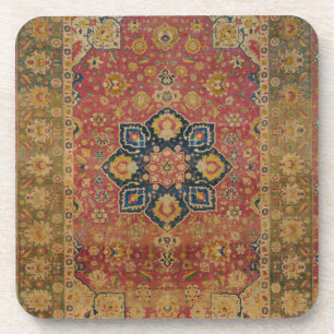 Dessous-de-verre Tapis persan asiatique Kashan en or rouge