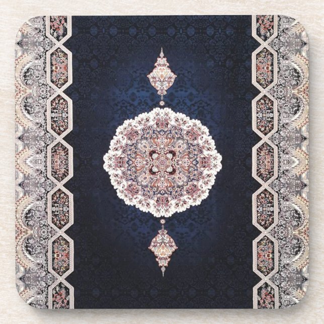 Dessous-de-verre Tapis persan turc antique bleu (Devant)