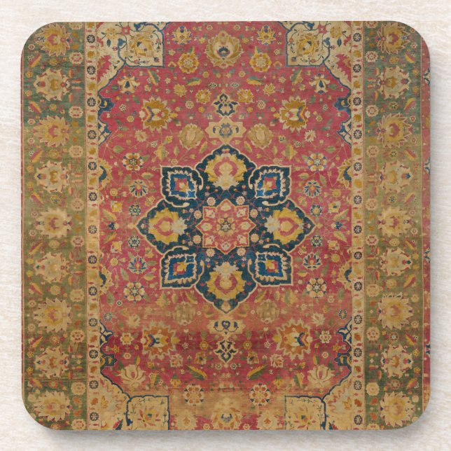 Dessous-de-verre Tapis rouge or Kashan tapis Perse Asiatique (Devant)