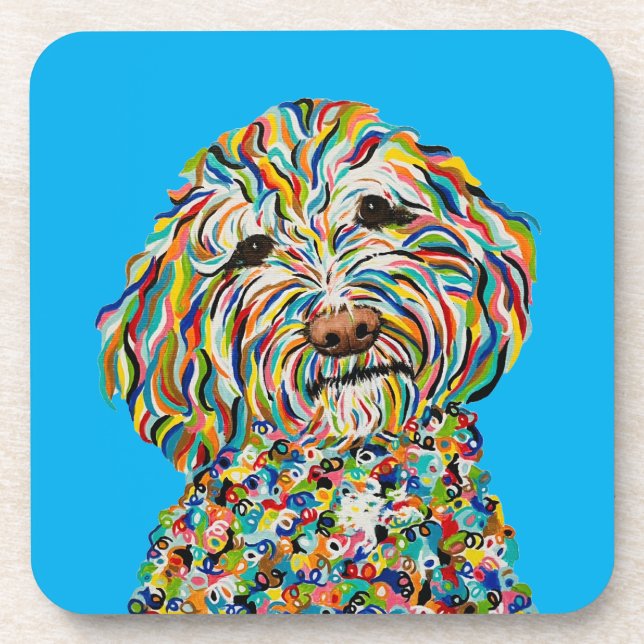 DESSOUS-DE-VERRE TAPIS ROULANT LABRADOODLE FRISÉ (Devant)