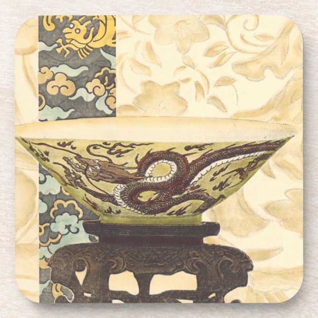 Dessous-de-verre Tapisserie asiatique avec bol et design dragon (Devant)