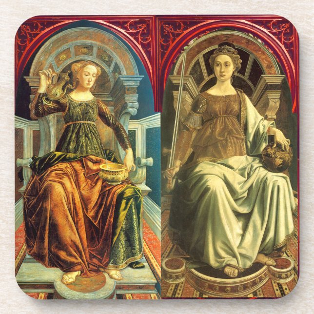 DESSOUS-DE-VERRE TAROTS DE RENAISSANCE ANTIQUE / TEMPÉRANCE -JUSTIC (Devant)