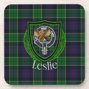 Dessous-de-verre Tartan et blason du clan écossais Leslie