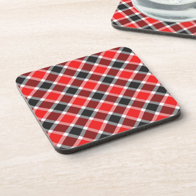 Dessous-de-verre Tartan noir et rouge (Côté gauche)